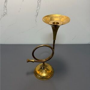 Vintage Brass Horn Candle Holder